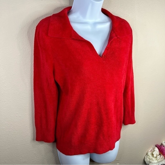 S Vintage 90’s Red Sweater Long Sleeve Stretch Small 4 6 Collared Y2k - Picture 3 of 7